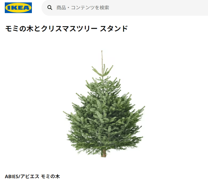 IKEA　生木クリスマスツリー